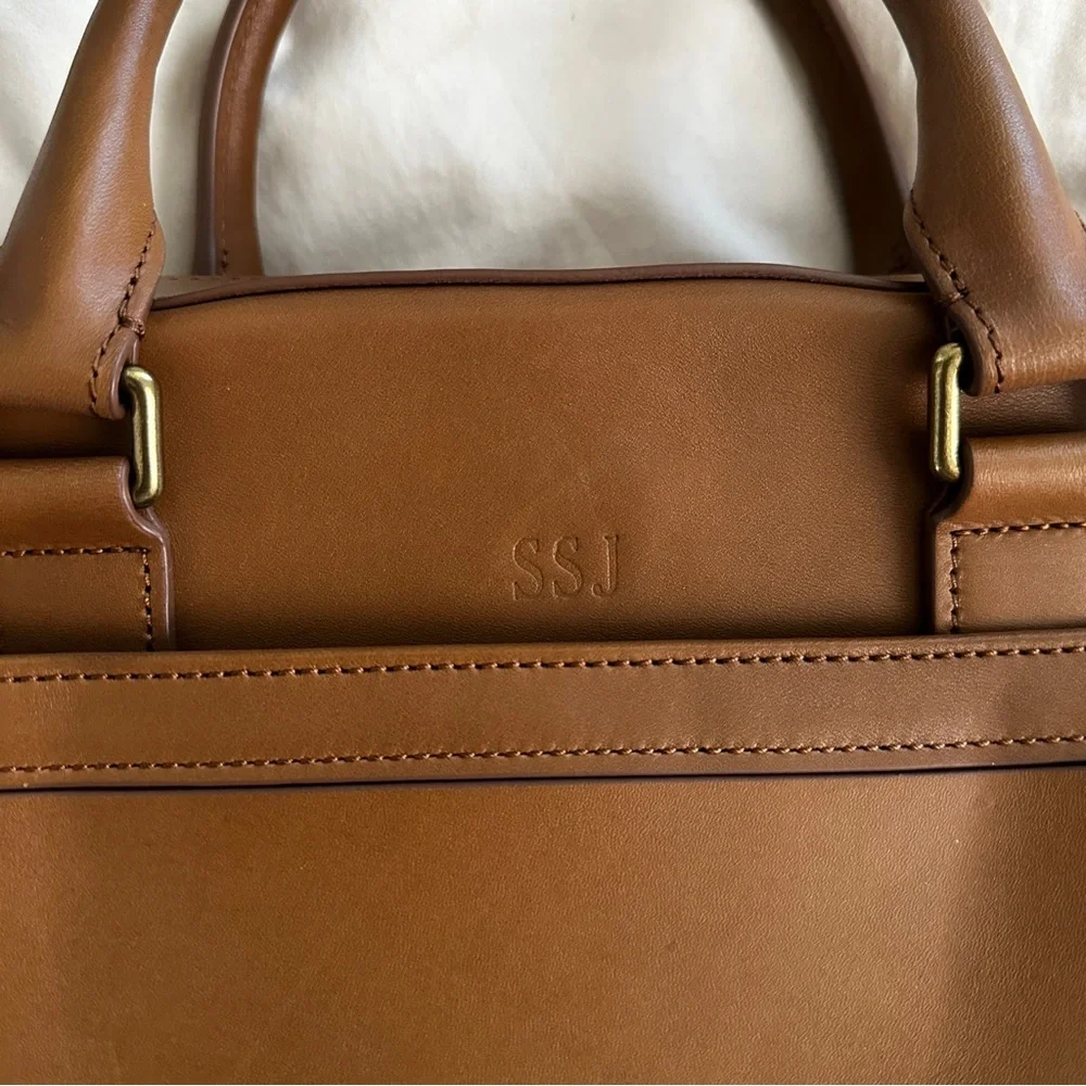 J.W. Hulme Leather Messenger Bag with Double Top Handles and strap